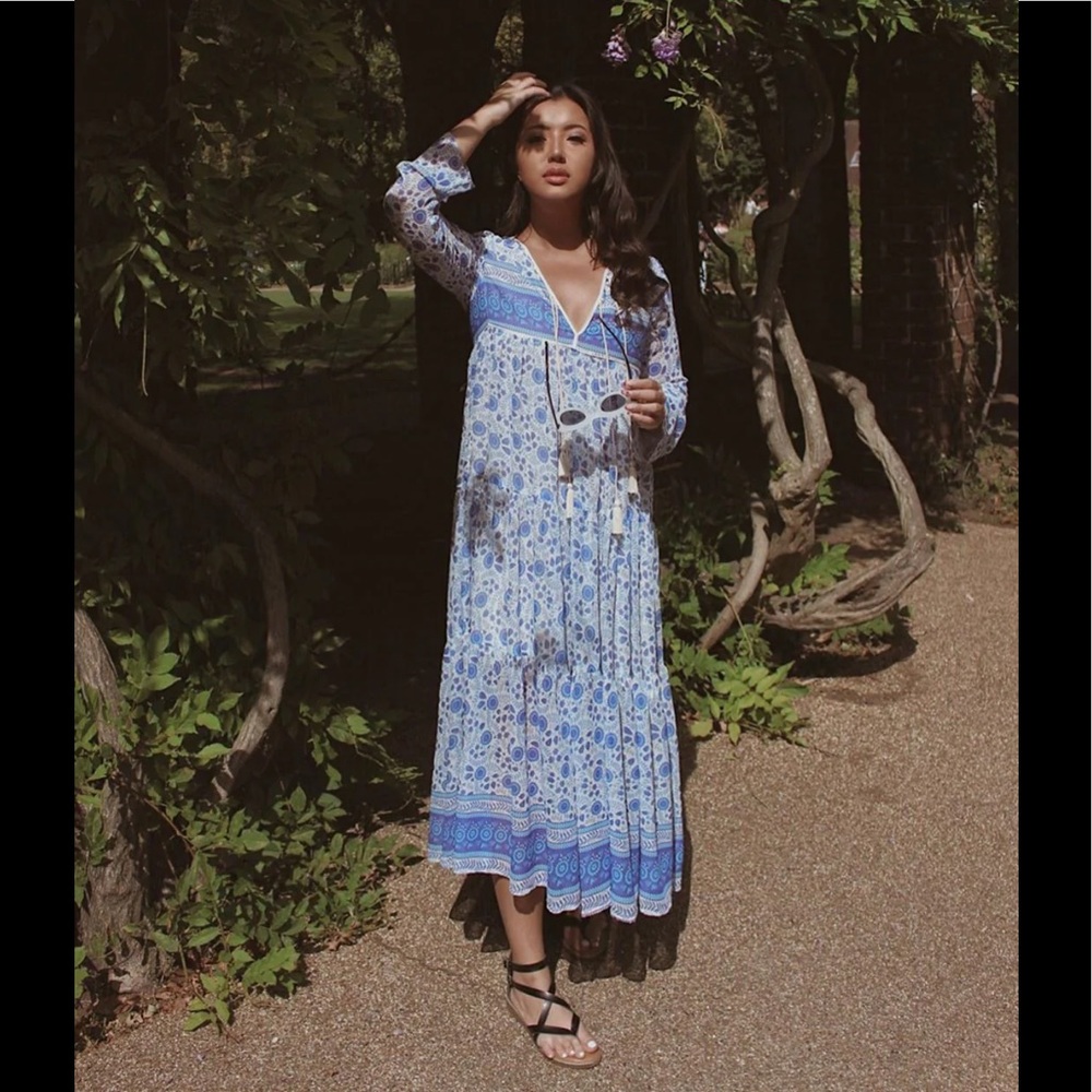 Christy Dawn Blue and White Midi Dress